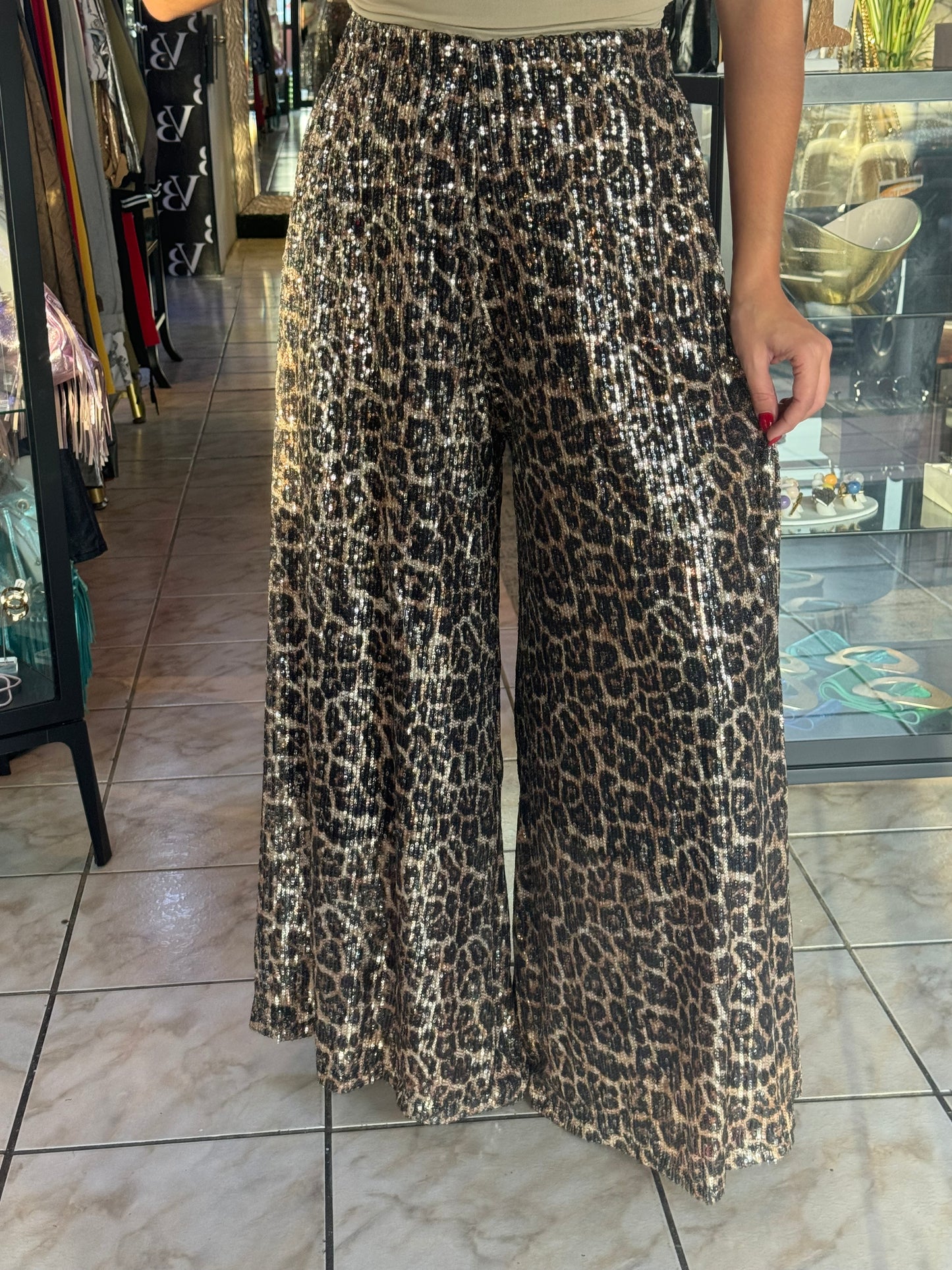 Sequin Leopard Palazzo