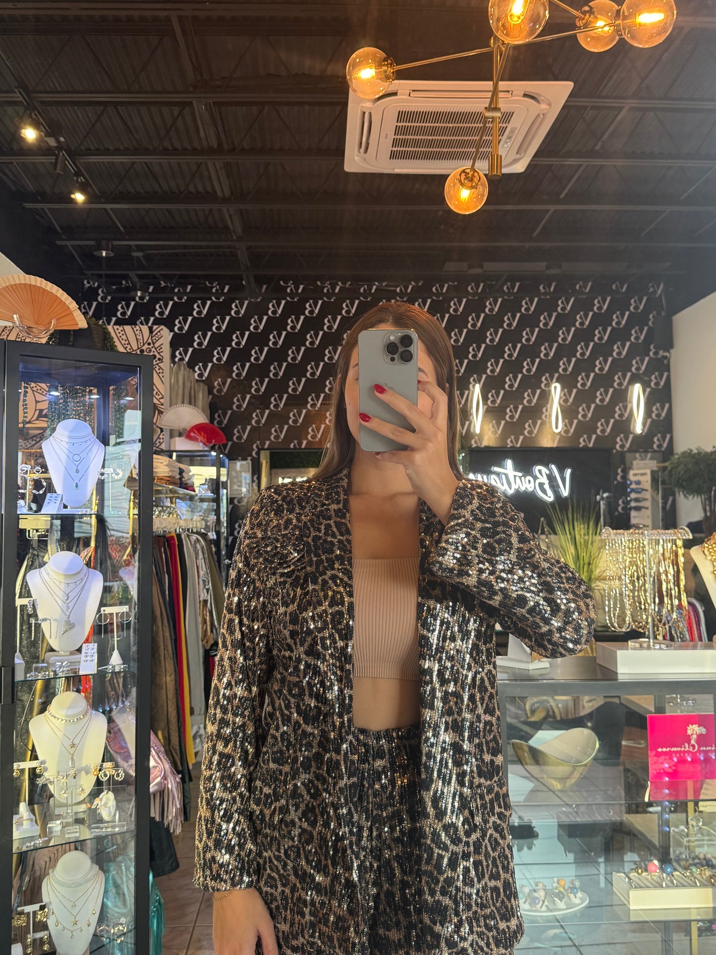 Sequin Leopard Blazer