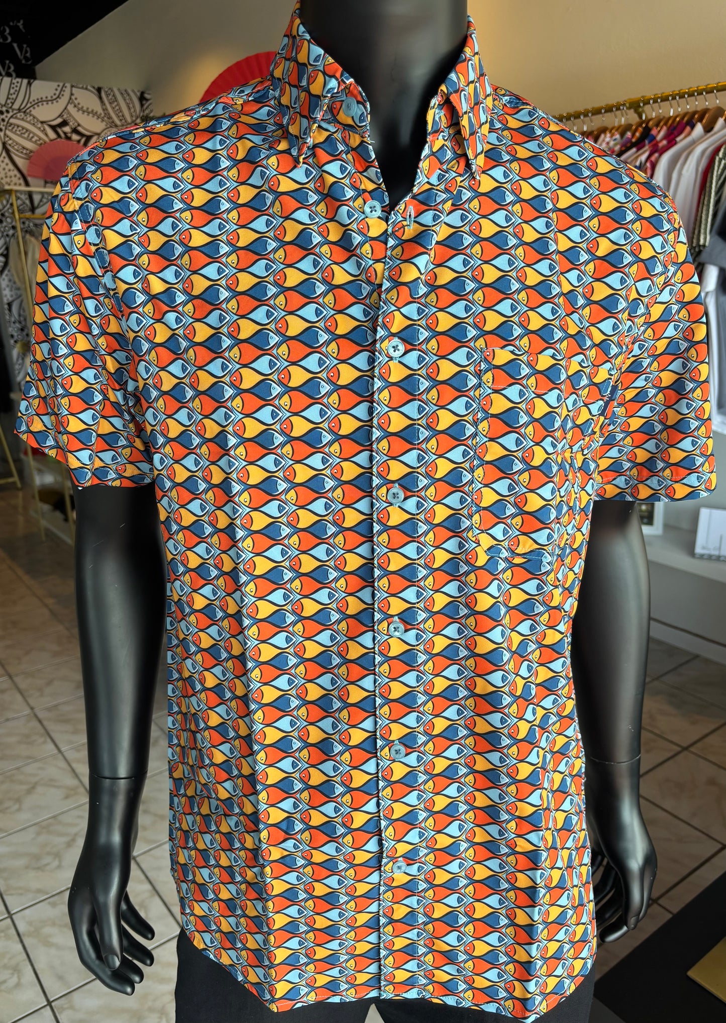 Orange Fish Men Shirt