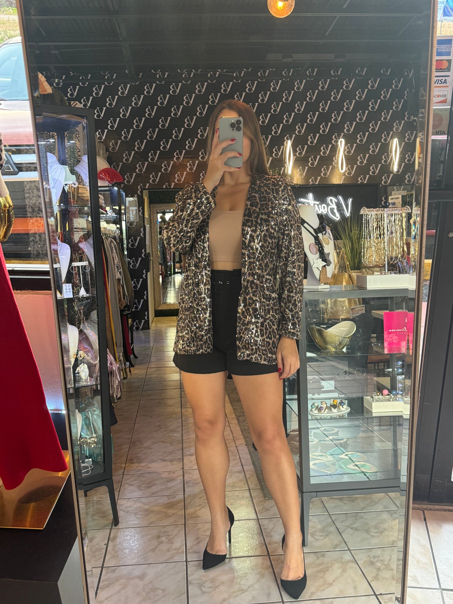 Sequin Leopard Blazer