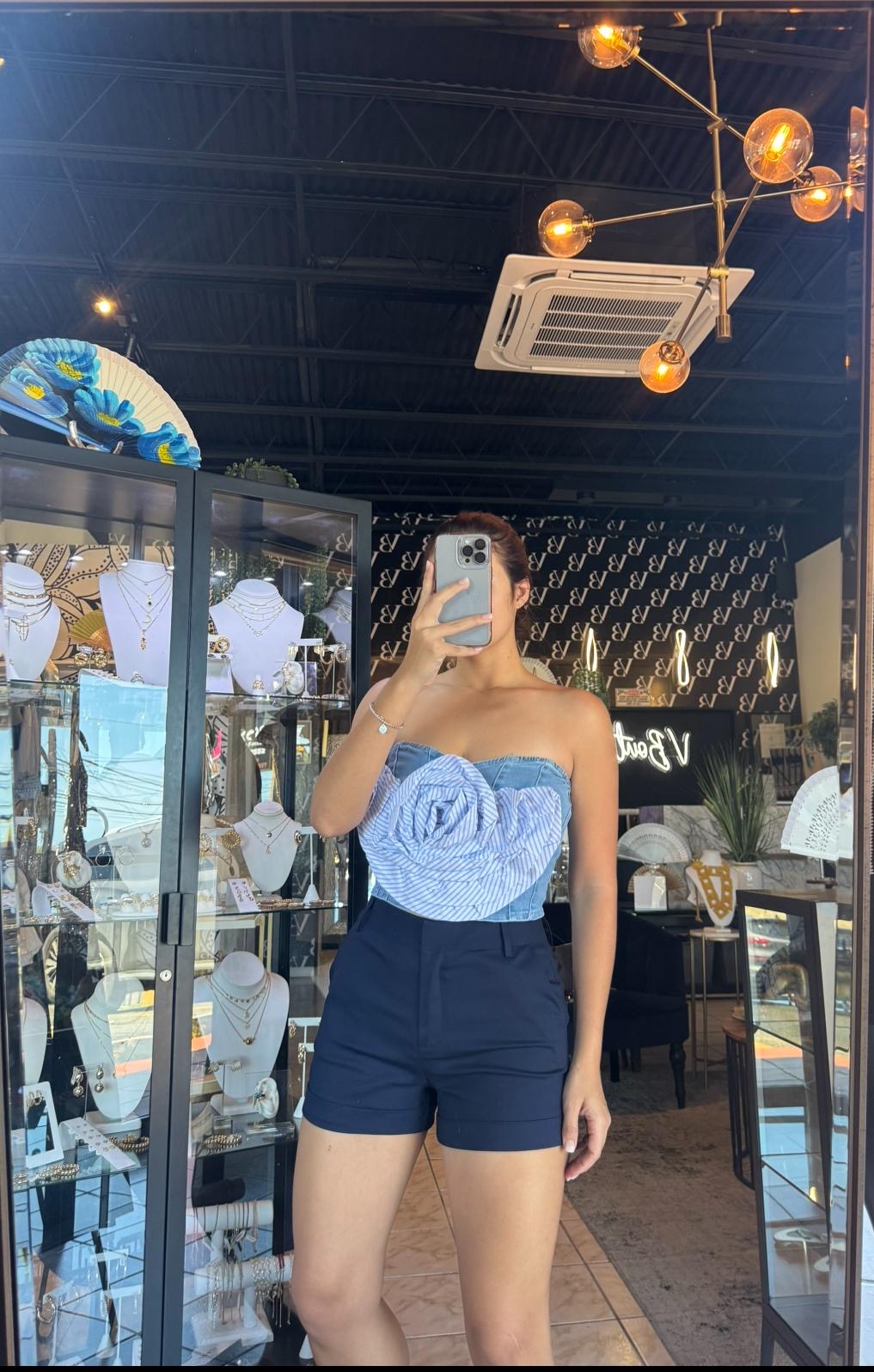 Flower Denim Top