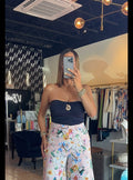 Aura Spiral Pin Strapless Top-Navy