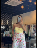 Aura Spiral Pin Strapless Top-Yellow