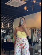 Aura Spiral Pin Strapless Top-Yellow