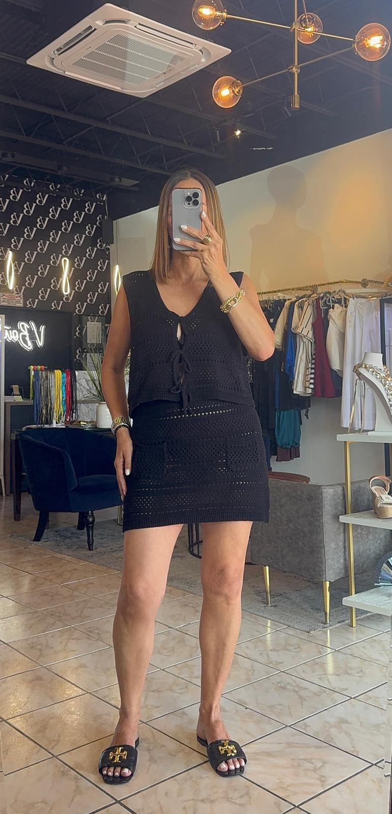 Black Crochet Set
