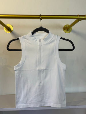 Basic Top - White with Zipper