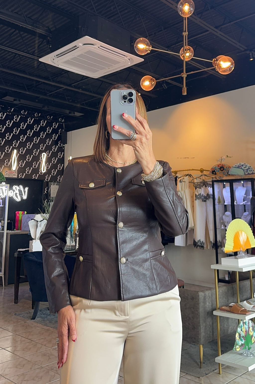 Kariel Leather Skort Set