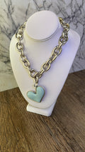 Maggie Heart Necklace - Baby Blue