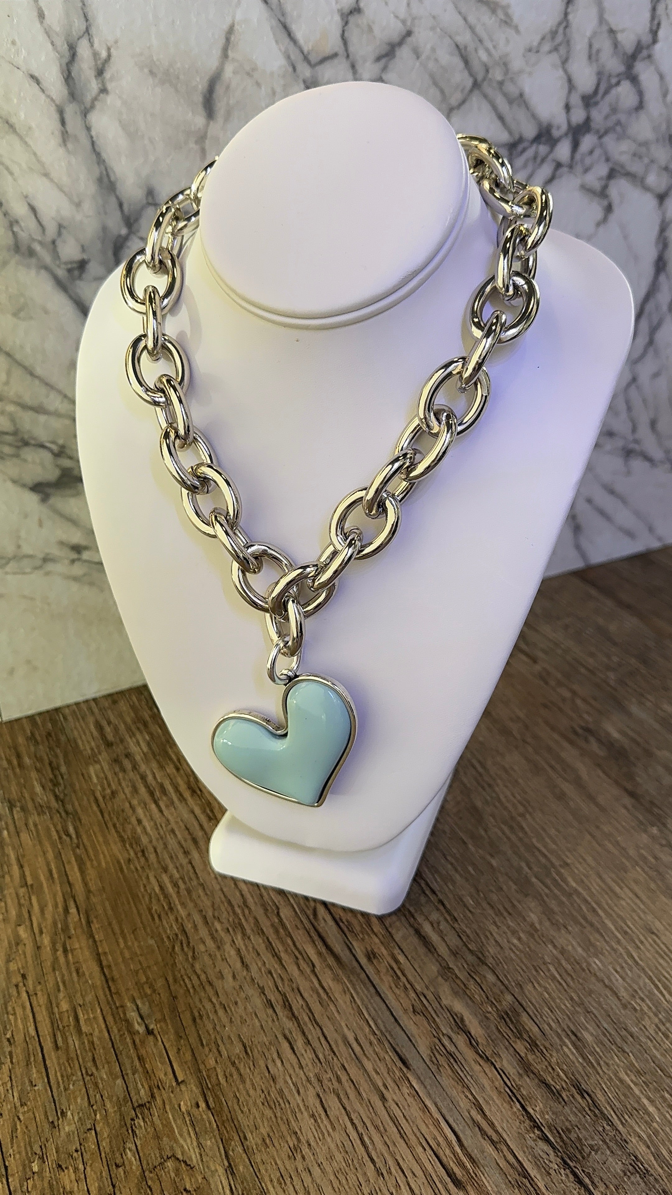 Maggie Heart Necklace - Baby Blue