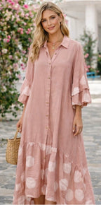Mila Linen Dress - Rosa Viejo