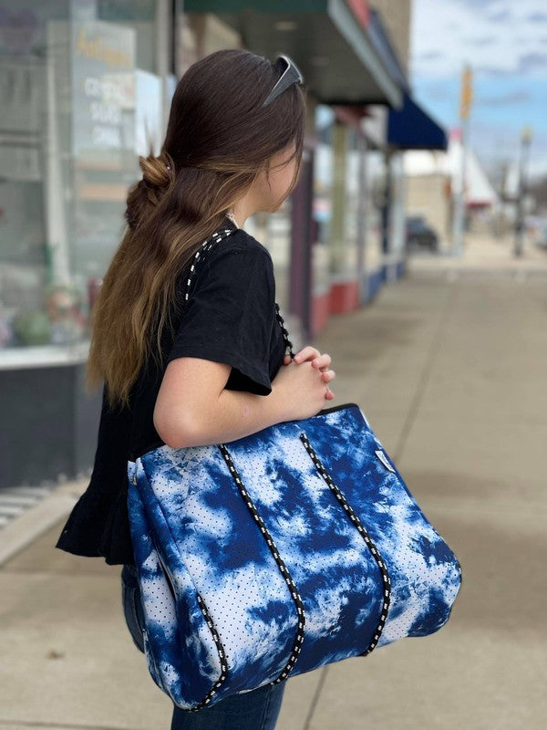 Gorgeous Neoprene Bag - Blue Tie Dye