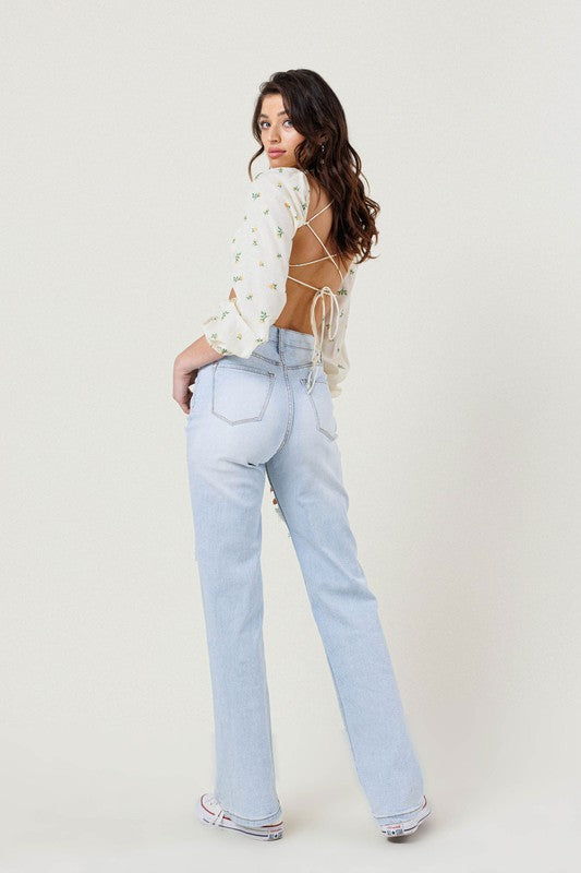 Distressed Wide Leg Jeans