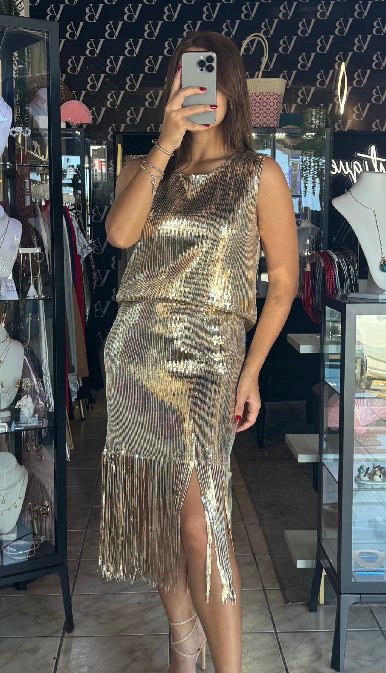 Sequin Gatsby Dress - Gold