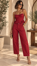 Lauren Barrel Beaded Bottom - Red