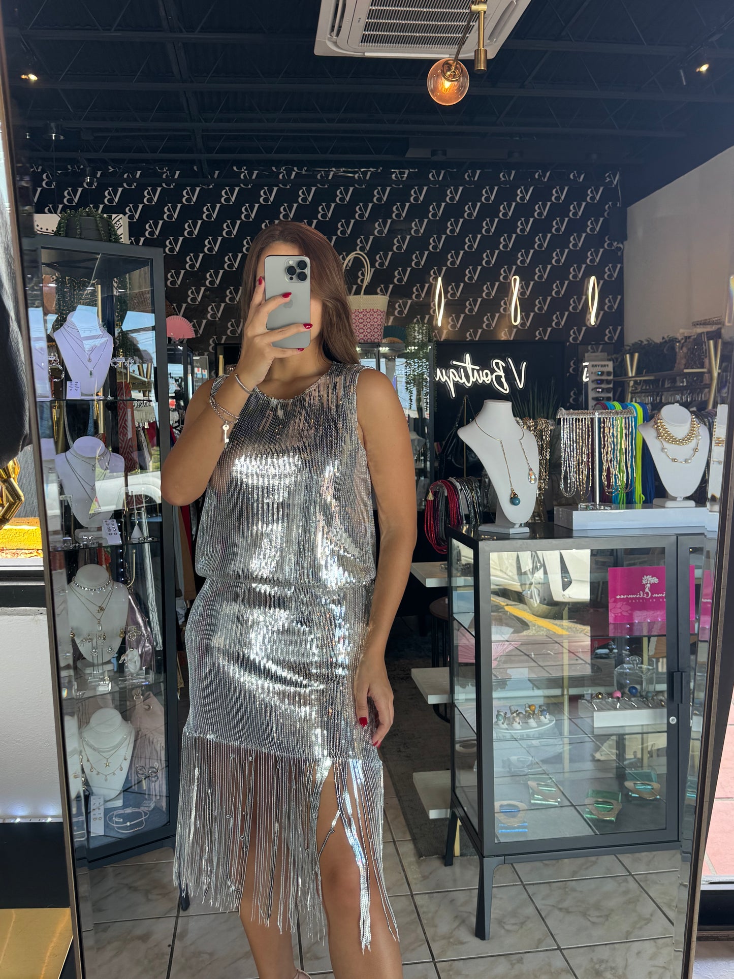 Sequin Gatsby Dress - Silver