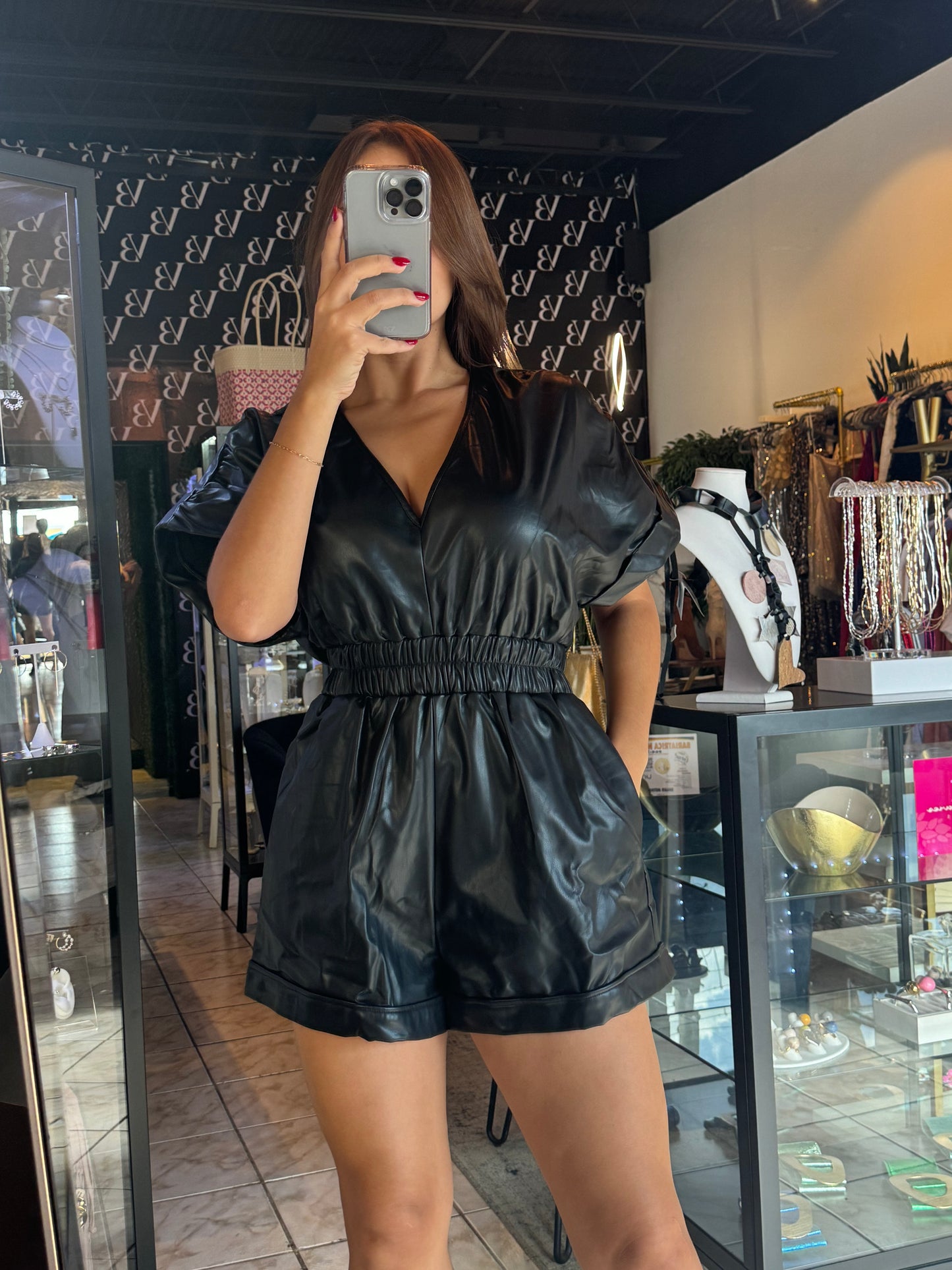 Black Leather Romper