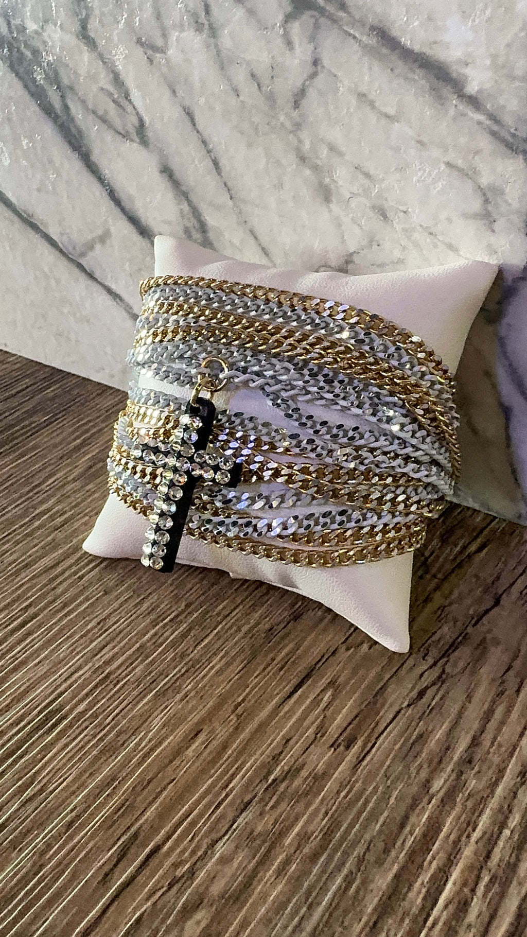 Grace Multi Chain w/ Cross Bracelet
