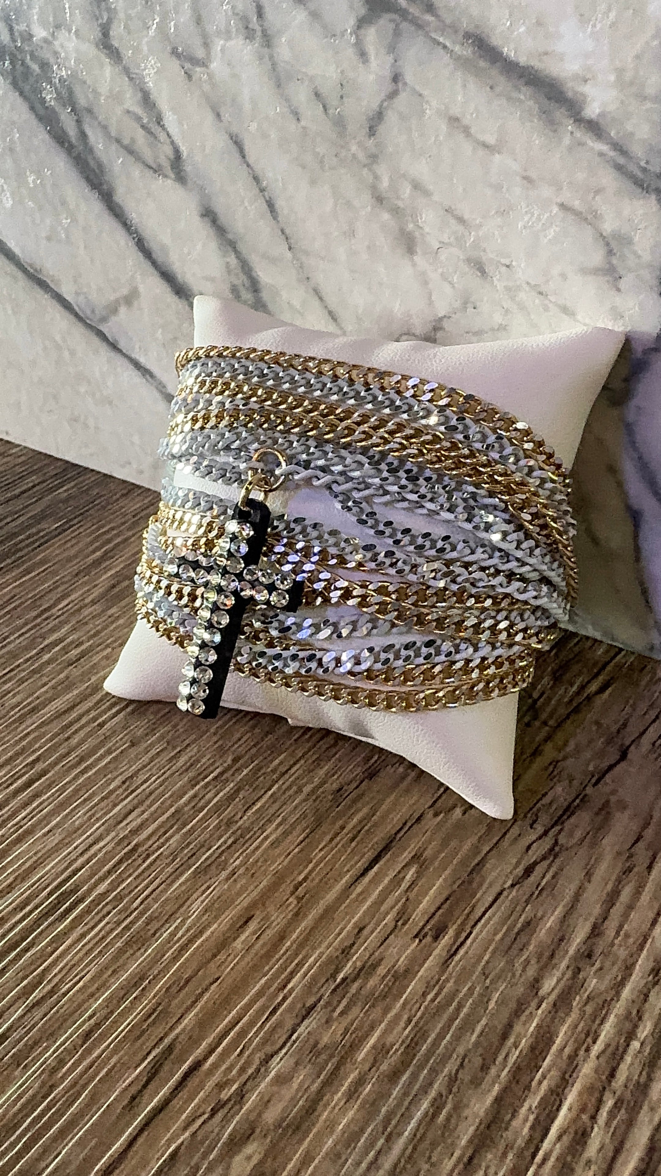 Grace Multi Chain w/ Cross Bracelet