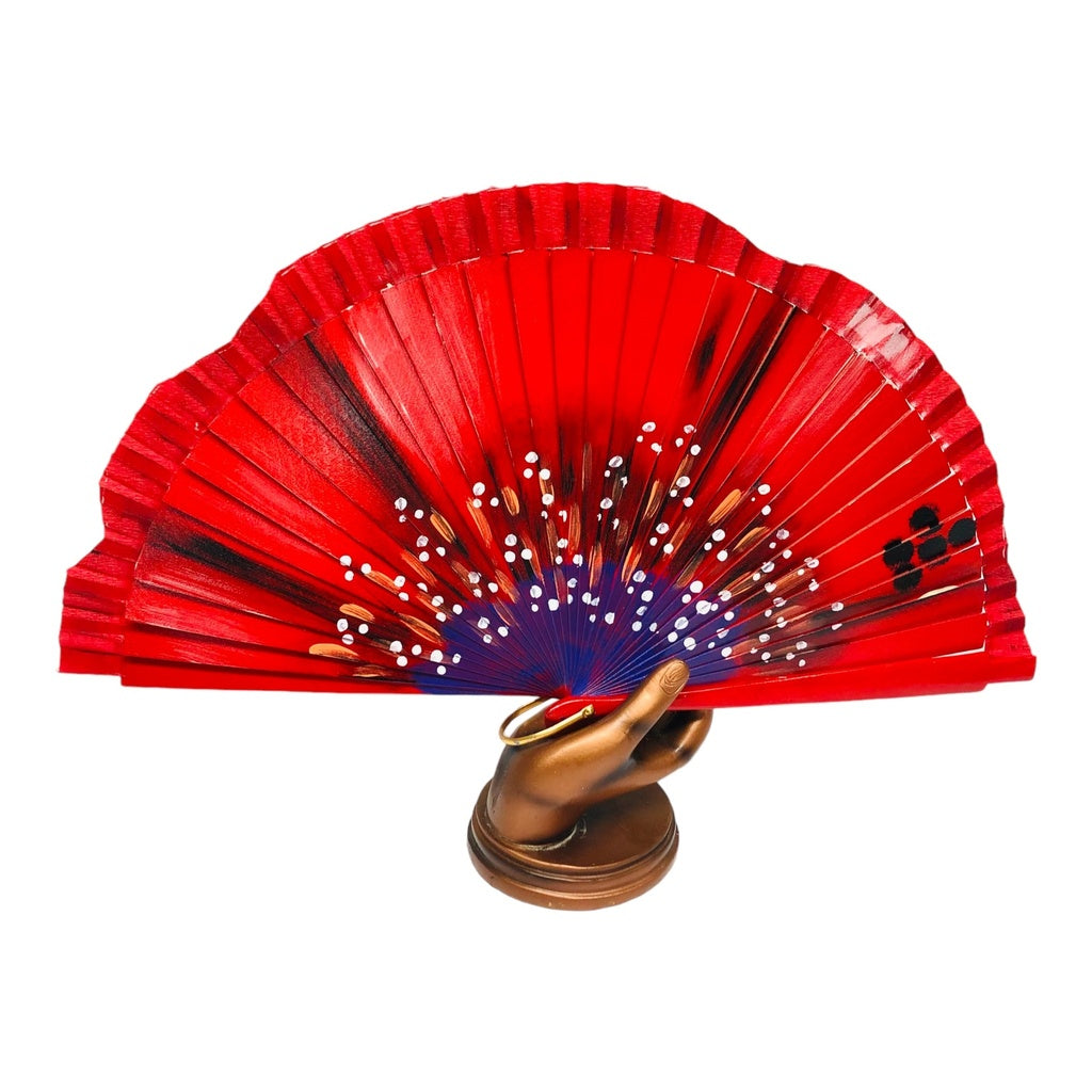 Peacock Hand Fan - Red