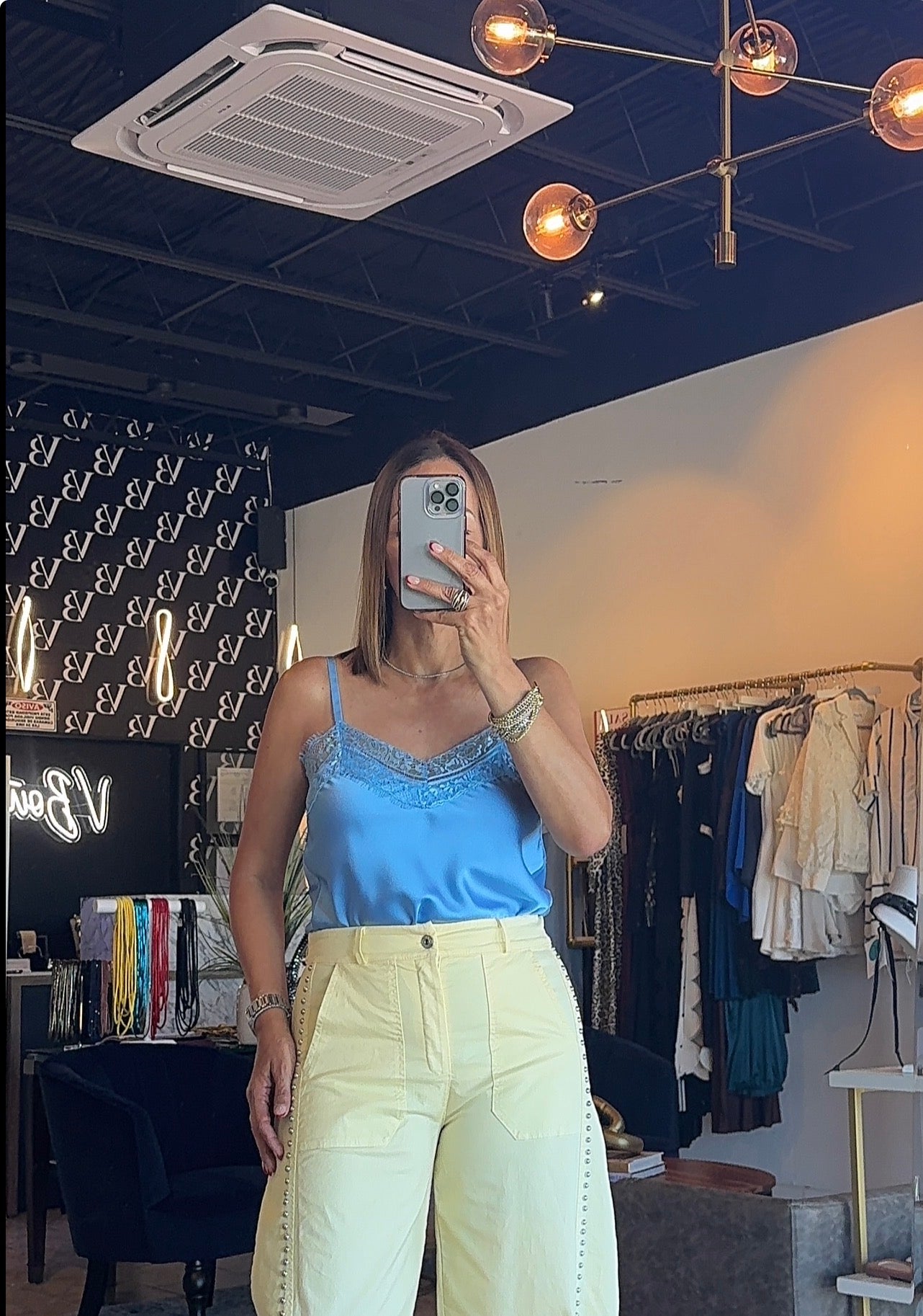 Fanny Lace Top-Sky Blue