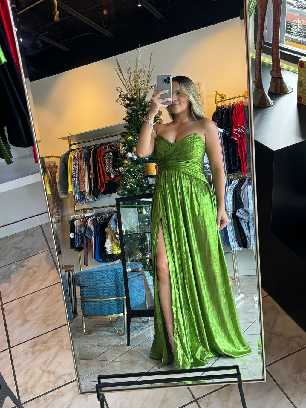 Metallic Green Dress
