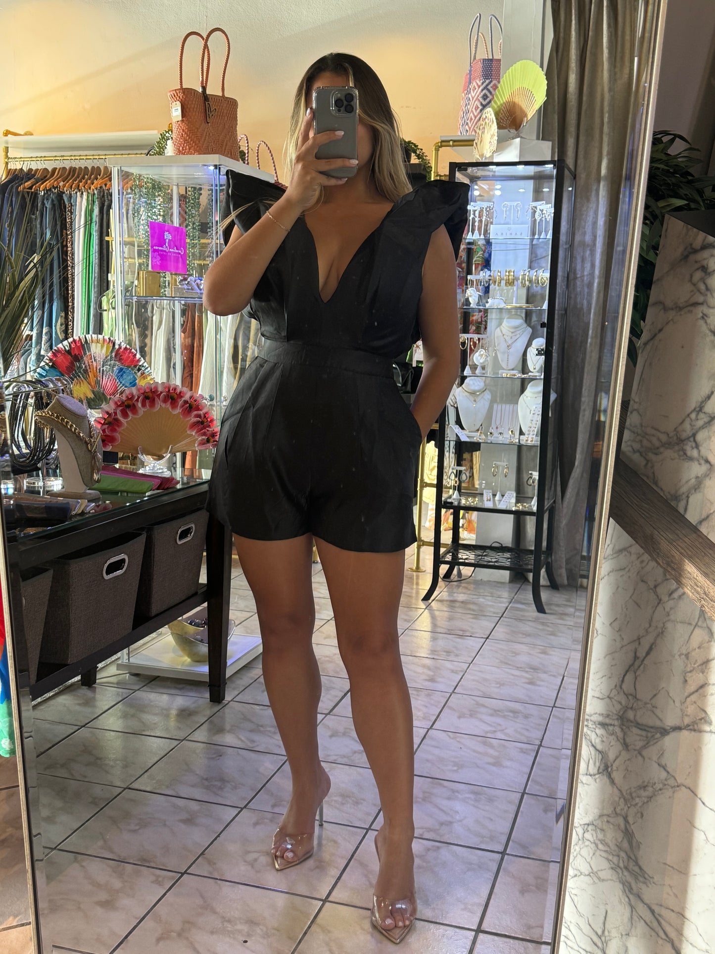 Agata Black Romper