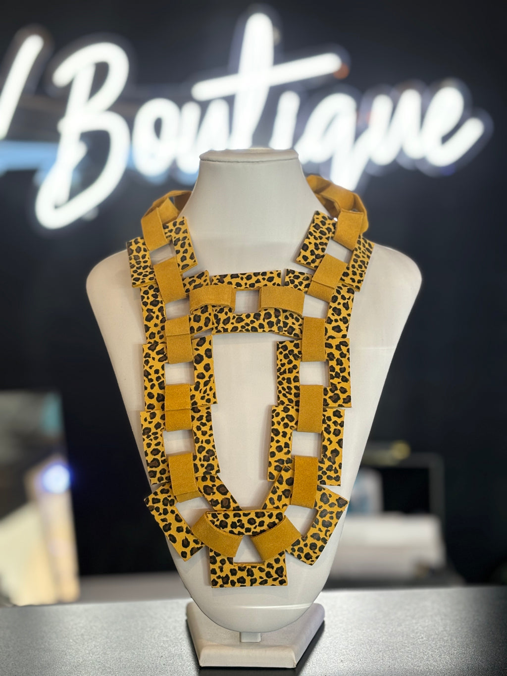 Cheetah Leather Necklace