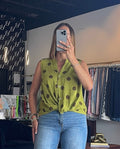 Lorena Polka Line Top-Green/Brown