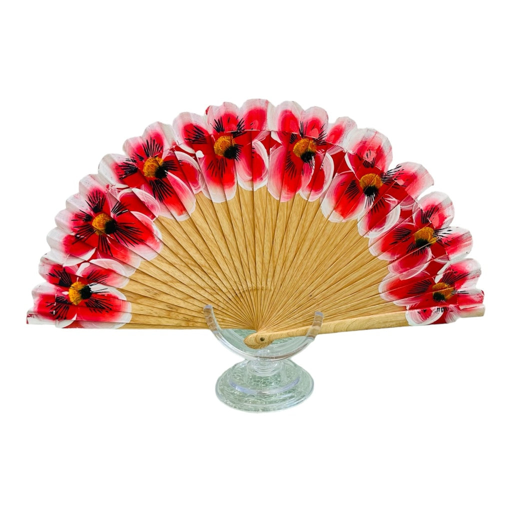 Red Flower Hand Fan