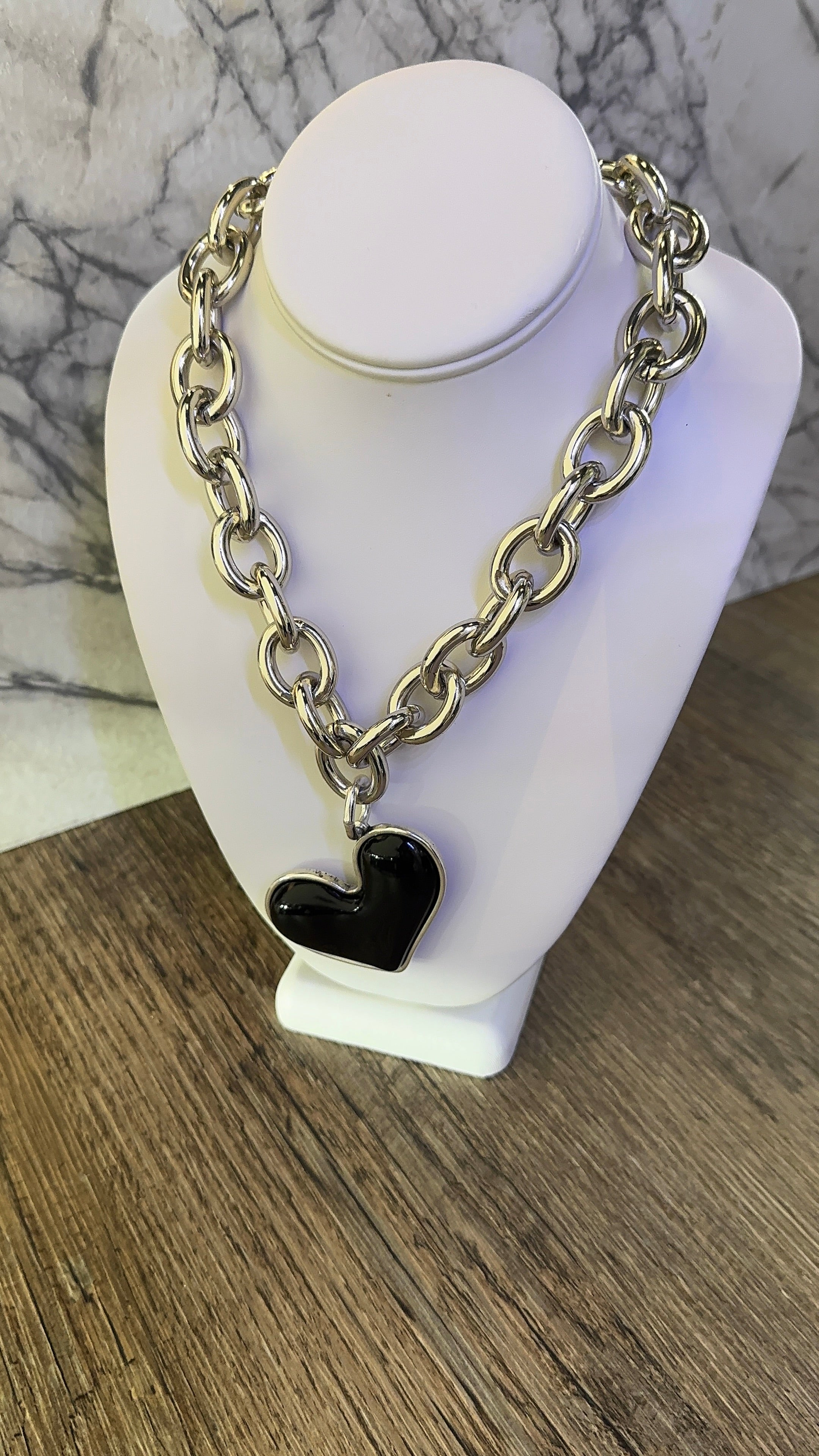 Maggie Heart Necklace-Black