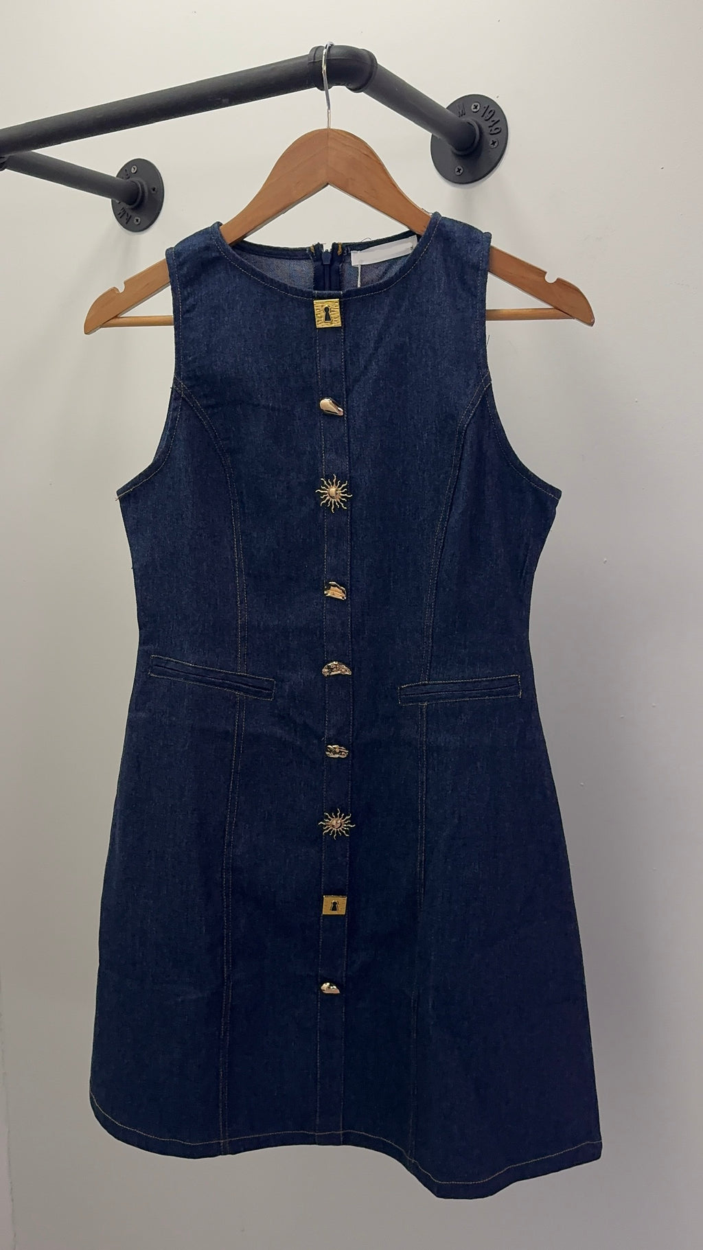Denim Gold Button Dress
