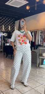 Marena Polka Pants-White/Black