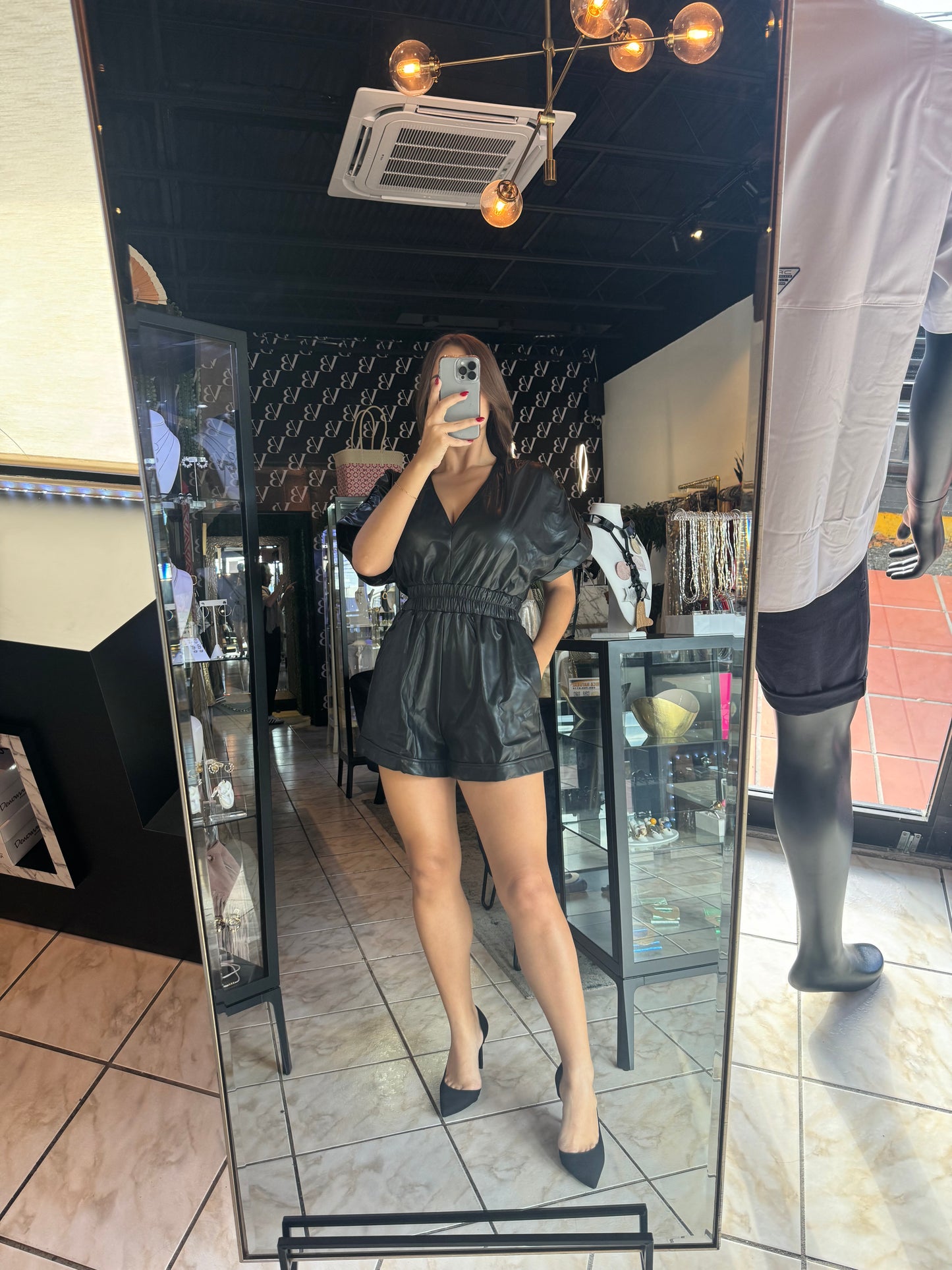 Black Leather Romper