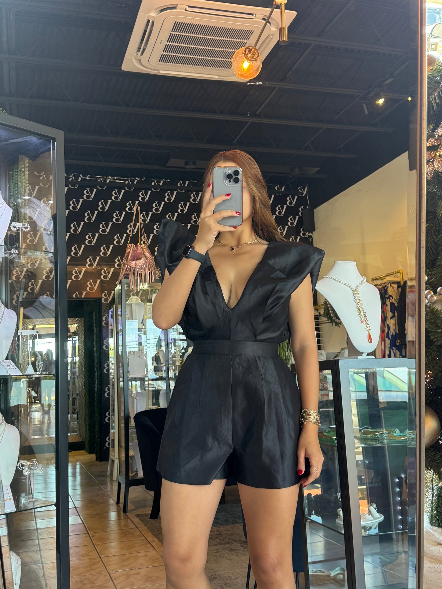 Agata Black Romper