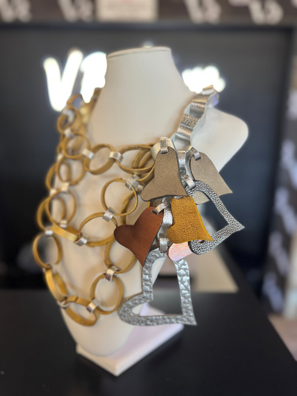 Hearts Leather Necklace