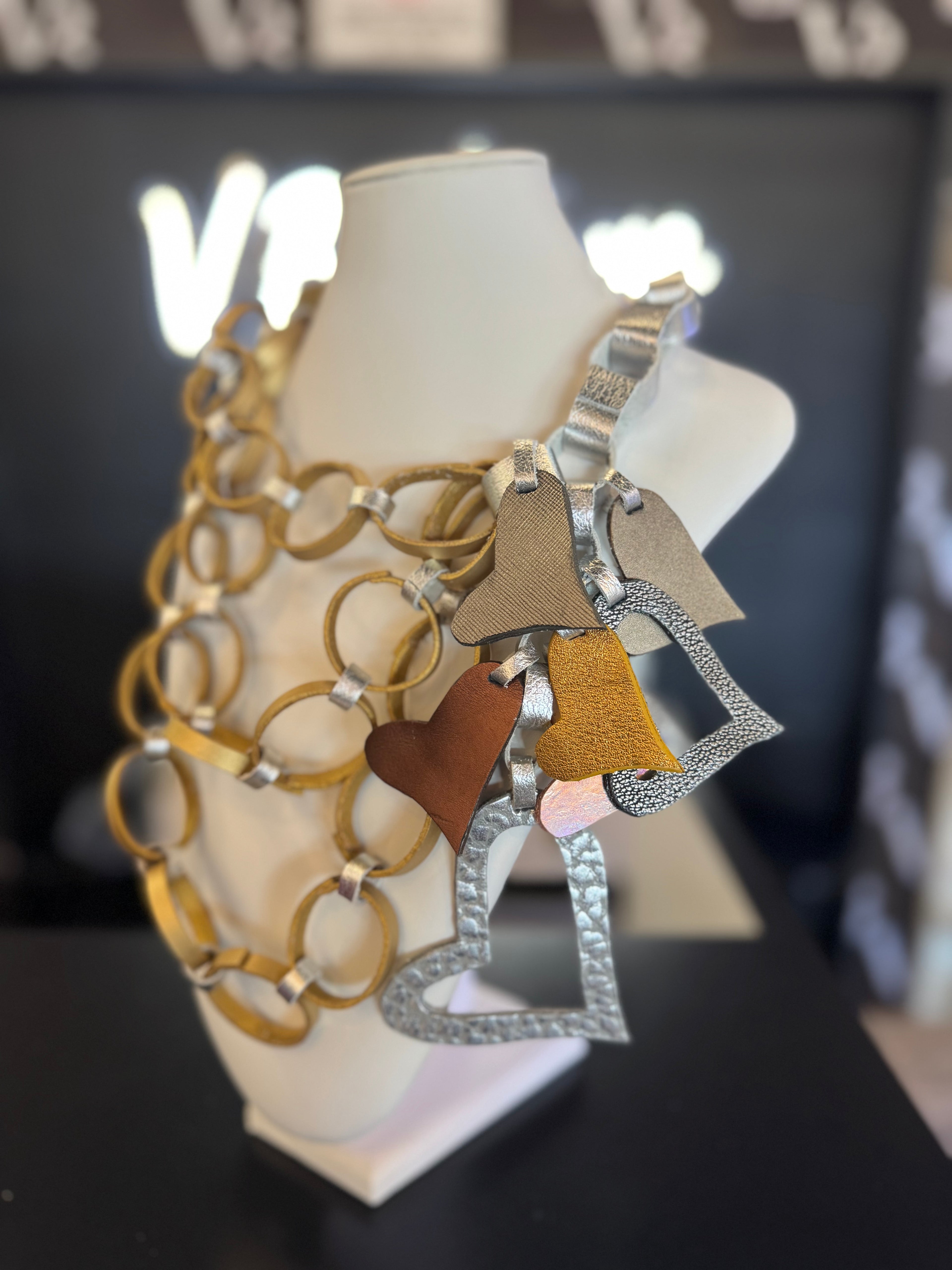 Hearts Leather Necklace