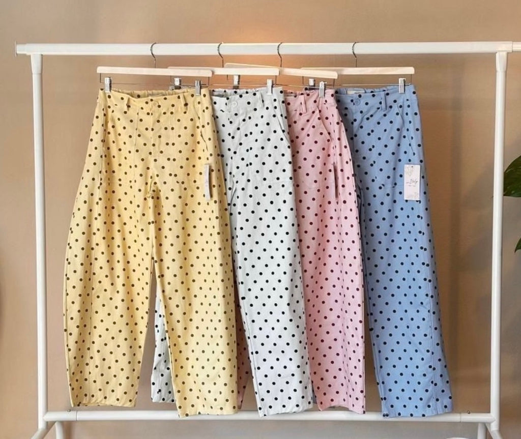 Marena Polka Pants-Blue/Brown