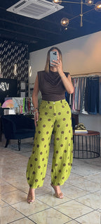 Lorena Polka Line Bottom-Green/Brown