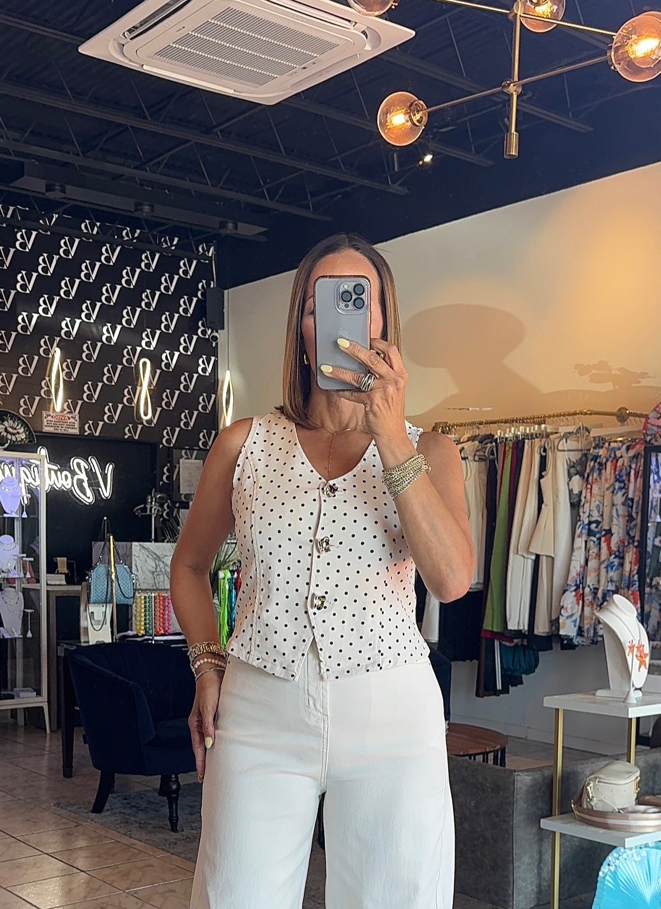 Kamilo Polkadots Denim Top
