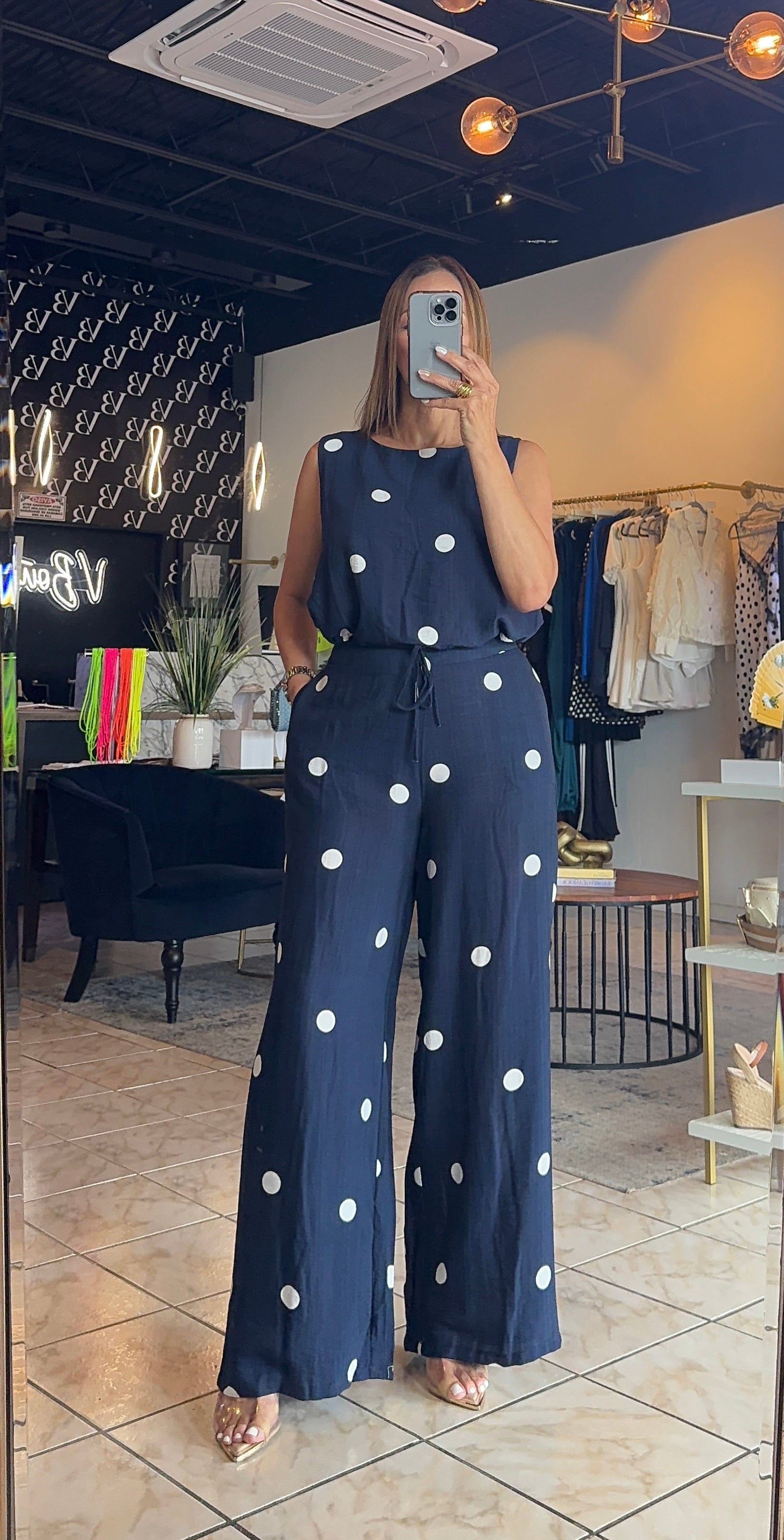 Navy Polka Dots Set