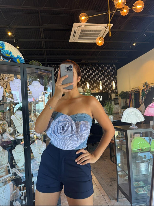 Flower Denim Top