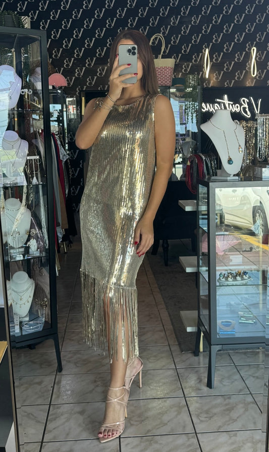 Sequin Gatsby Dress - Gold