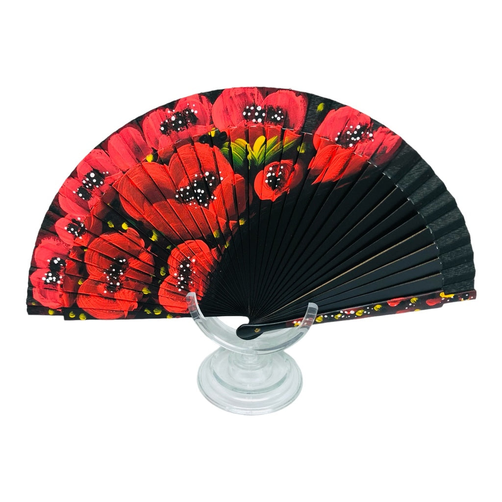 Flower Hand Fan -Black