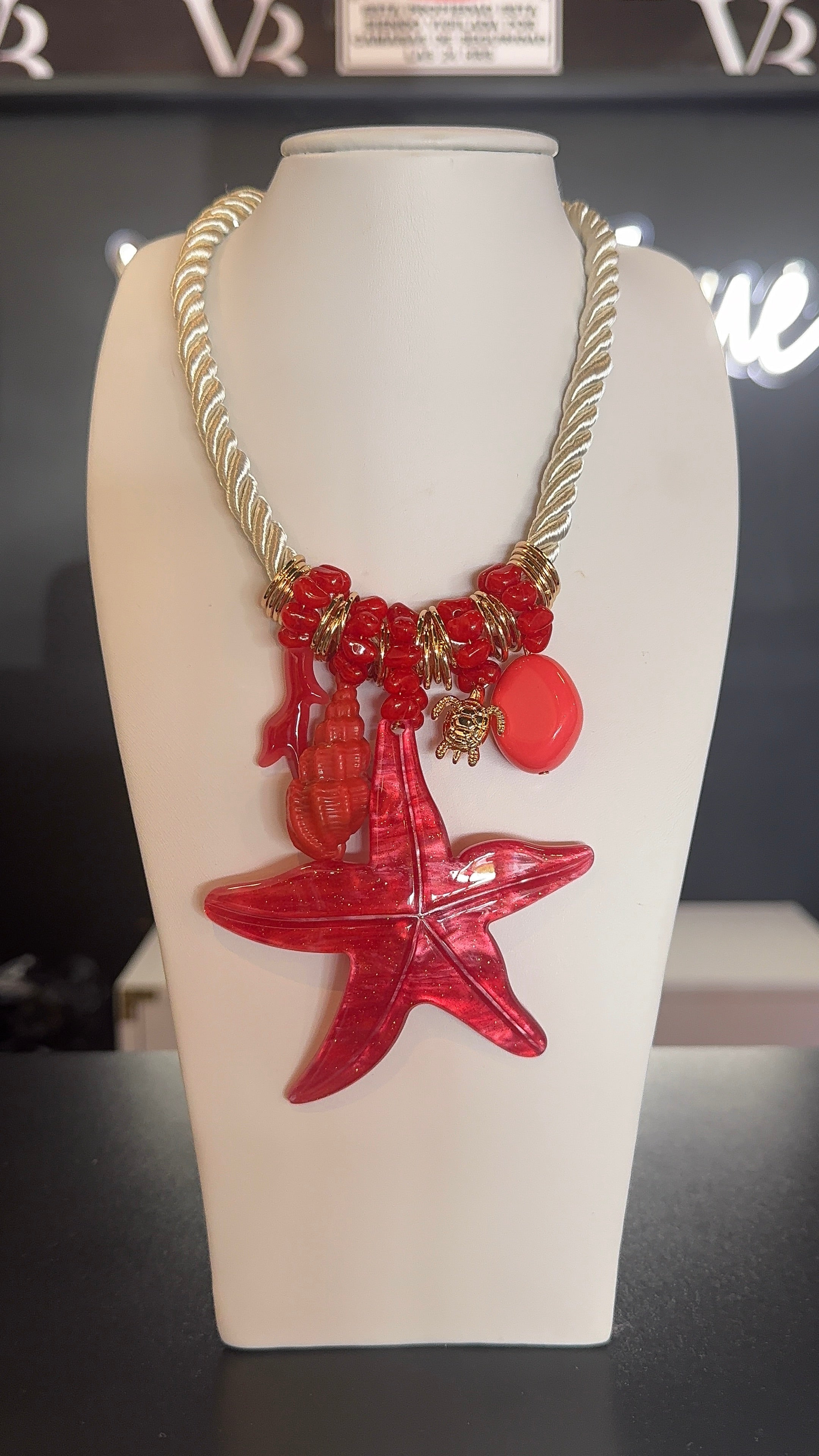 Sea Star Necklace- Red