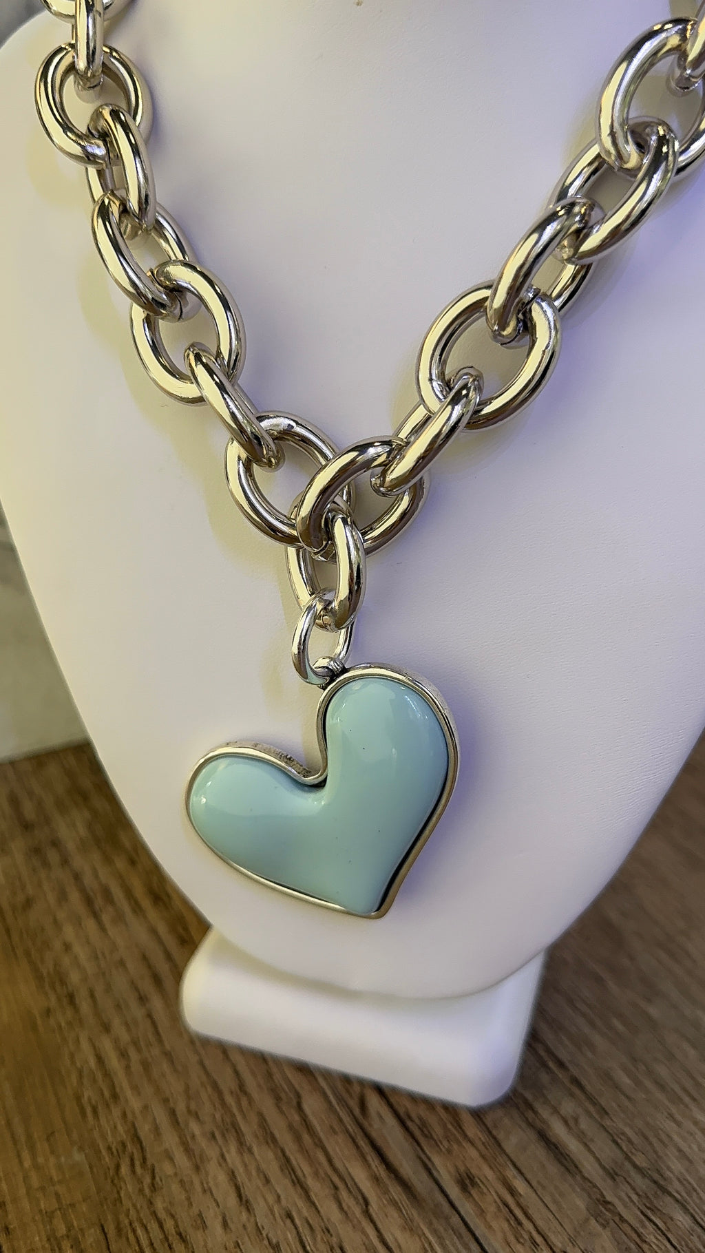 Maggie Heart Necklace - Baby Blue