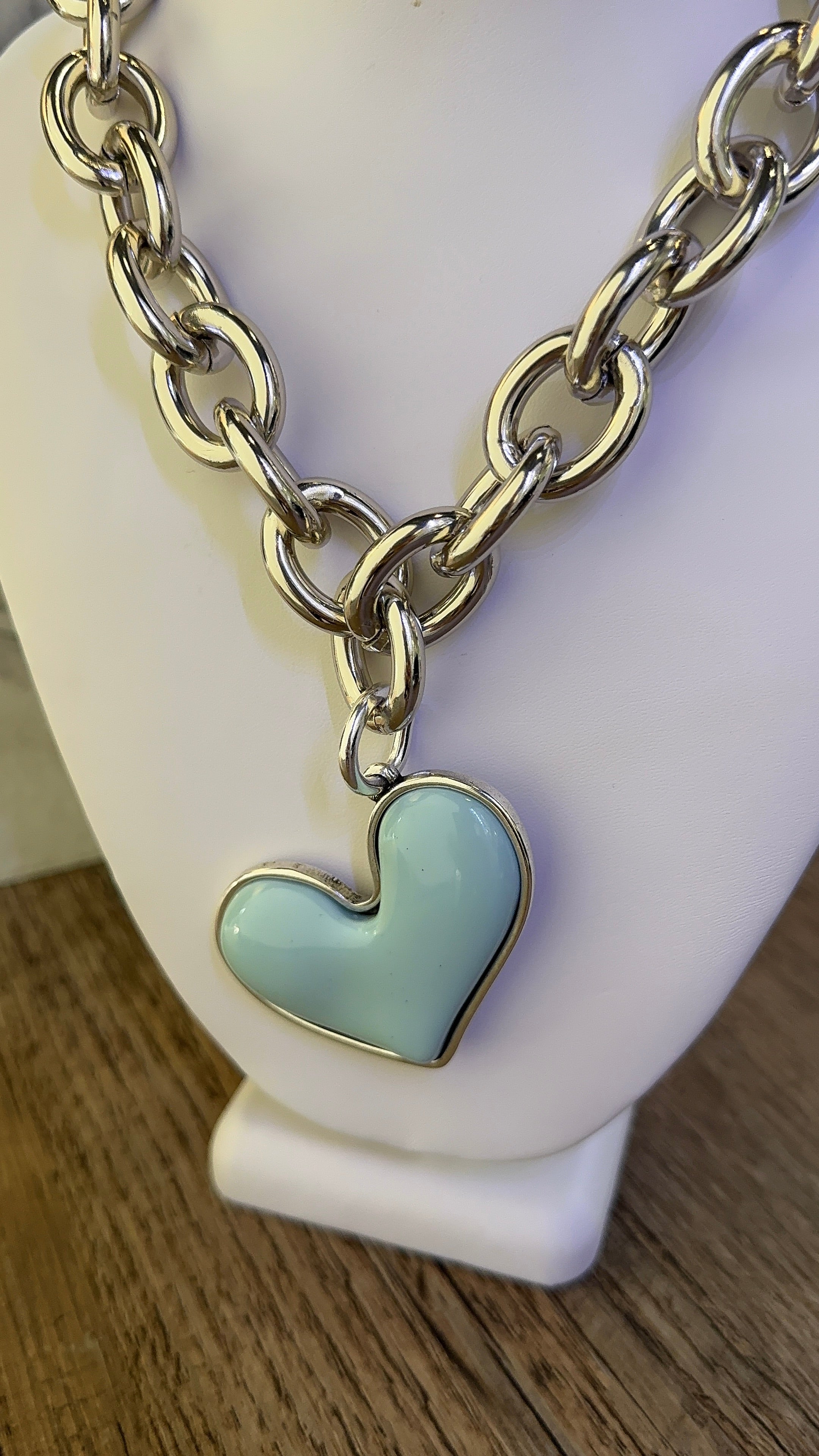 Maggie Heart Necklace - Baby Blue