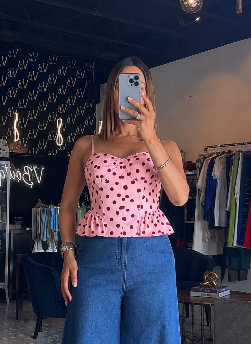 Lea Polka Top-Pink/Wine
