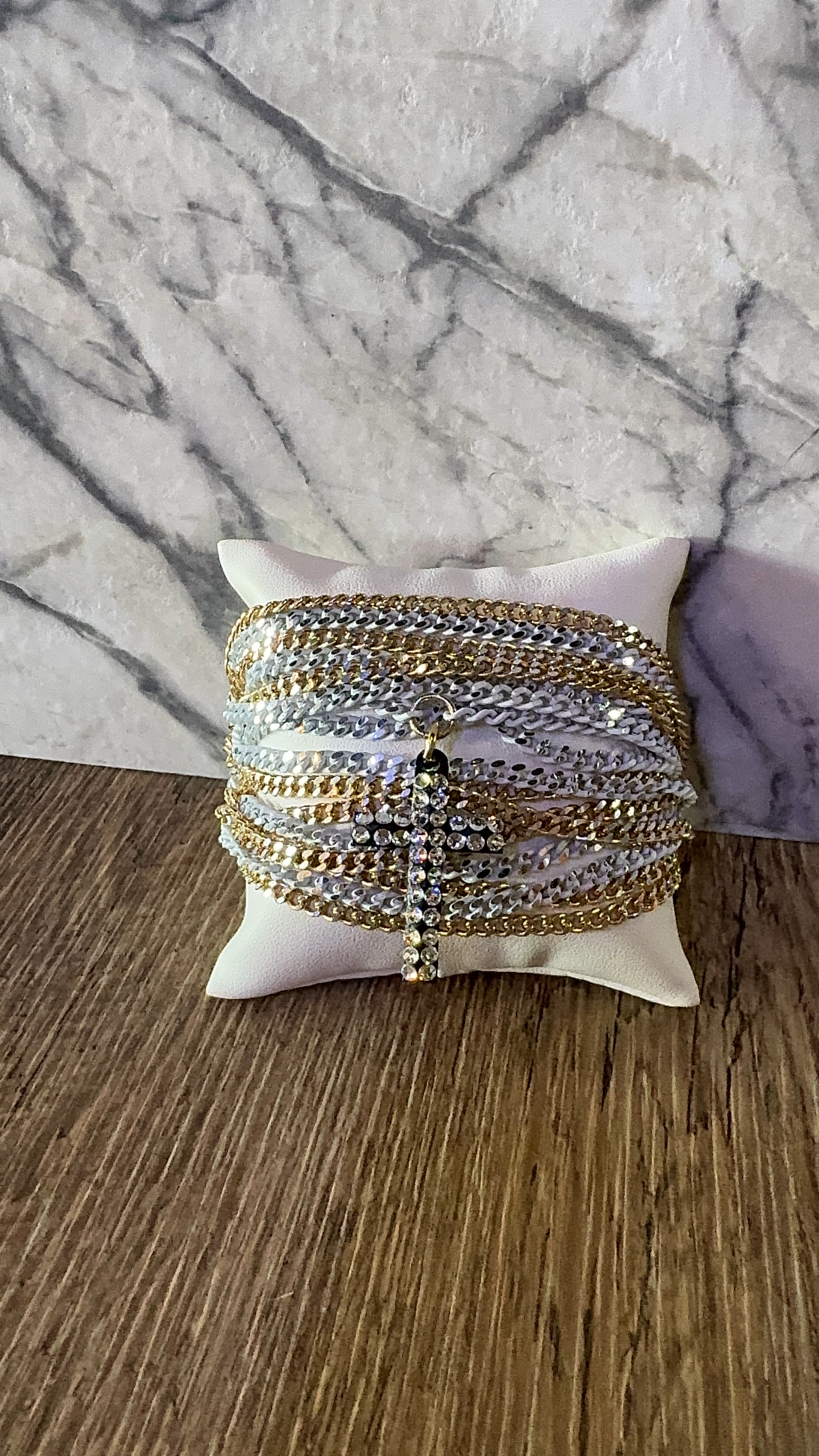 Grace Multi Chain w/ Cross Bracelet