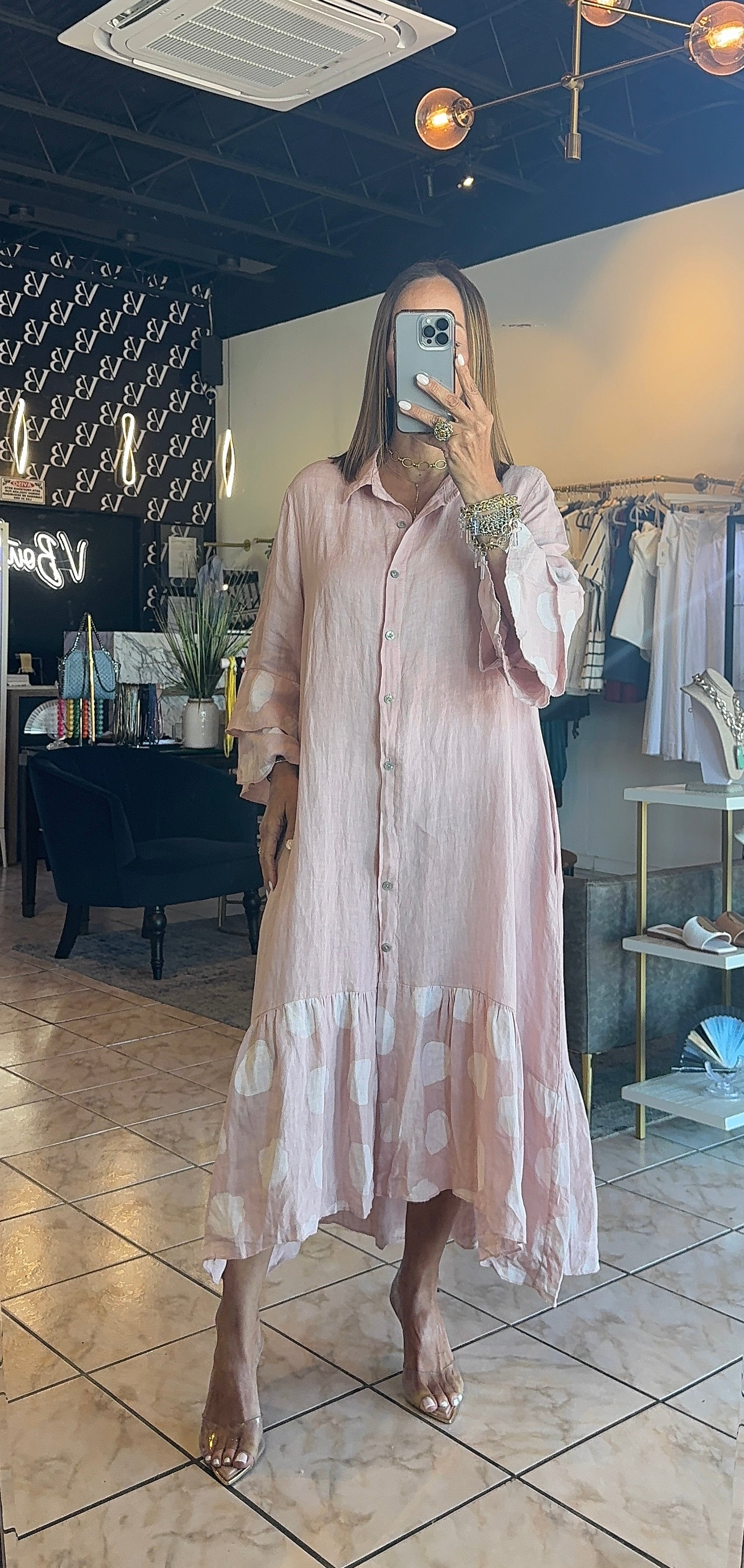Mila Linen Dress - Rosa Viejo