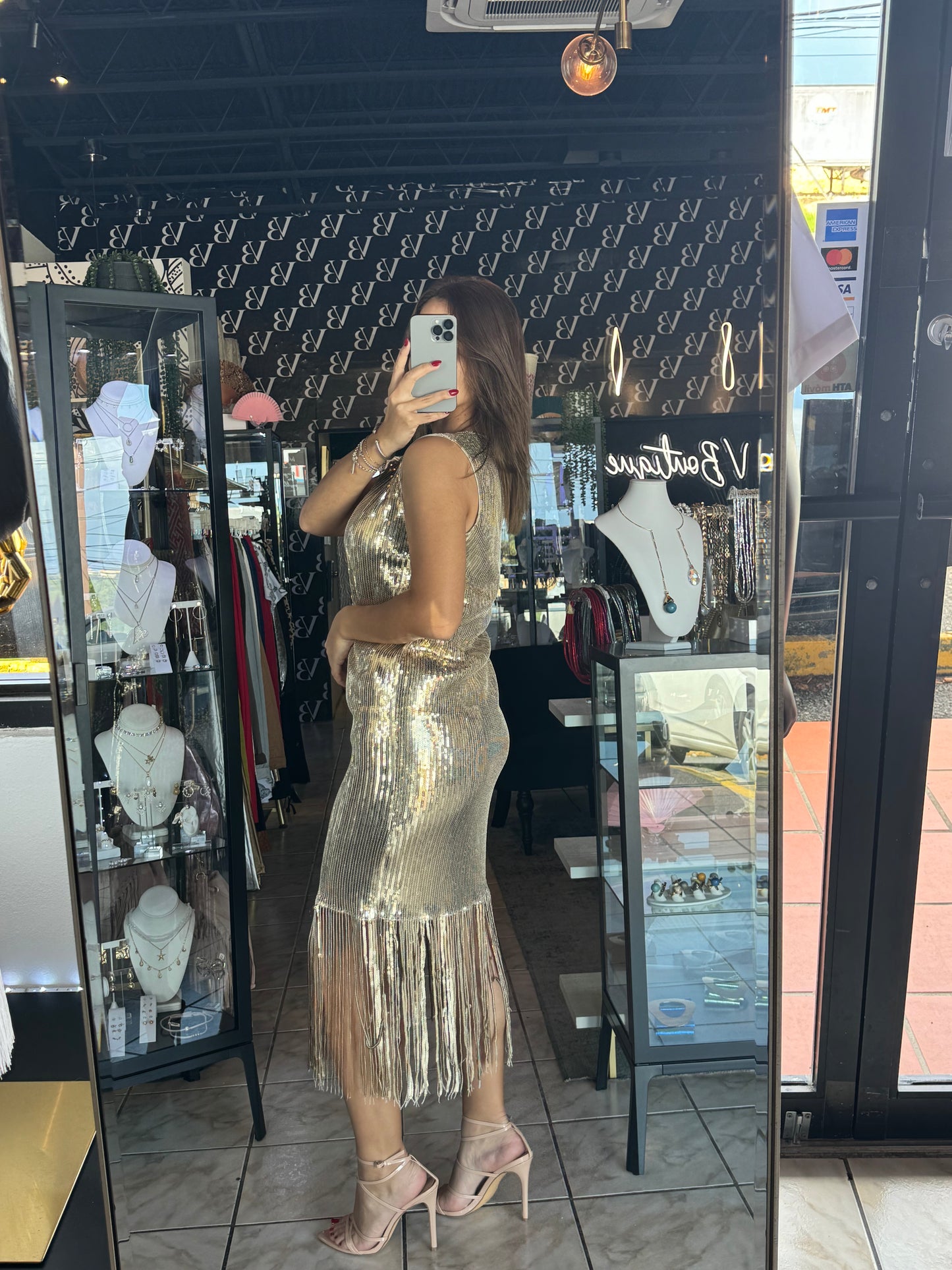 Sequin Gatsby Dress - Gold